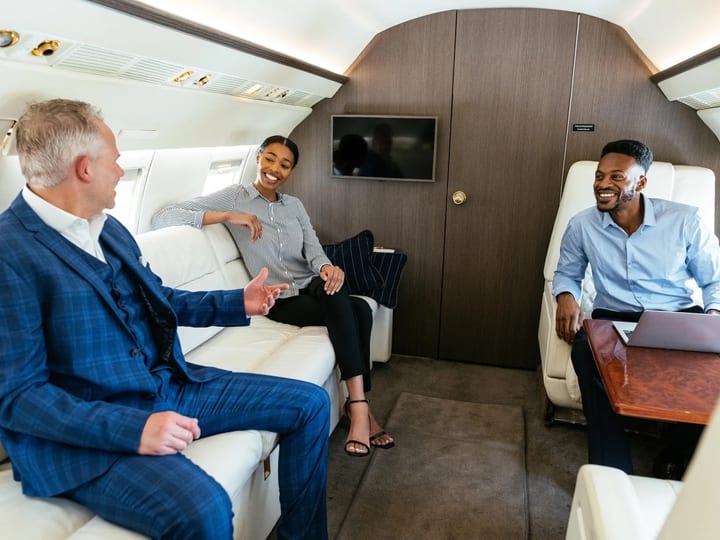 Private jet cabin interior — illustrative of the aircraft category Bencasso represents for US buyers